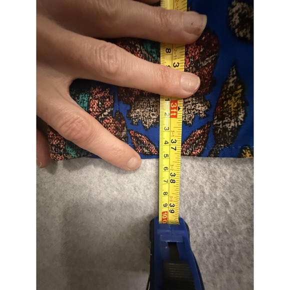 Skies Are Blue Dress Womens Medium Blue Floral Cold Shoulder Boho Fit Flare - Picture 5 of 14